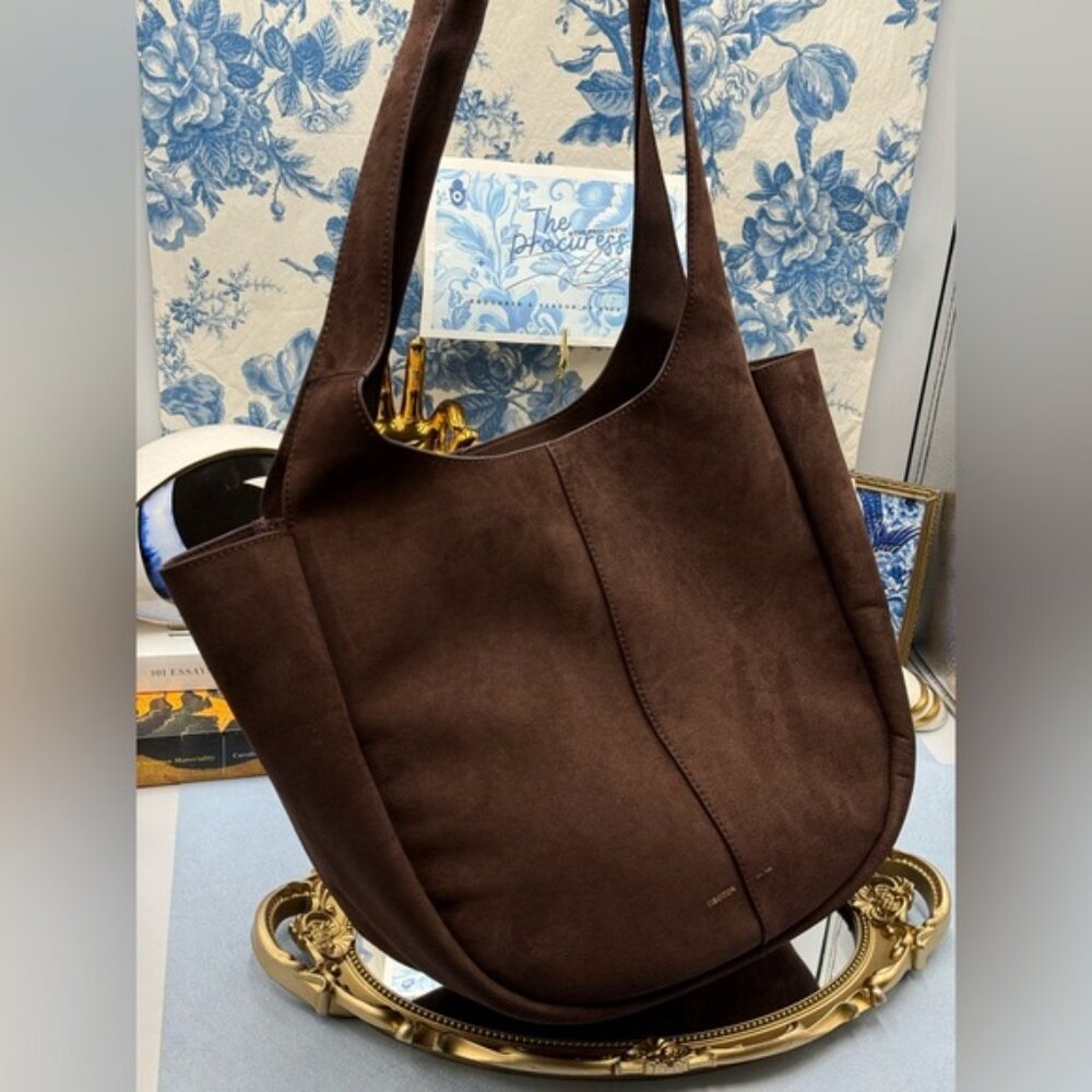 🆕 OROTON 🧿 NWT Emilia Tote Suede Bag, Chocolate Brown - Picture 2 of 16